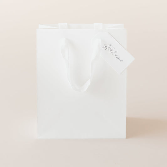 Welcome Bags: White Gift Bag with Tag